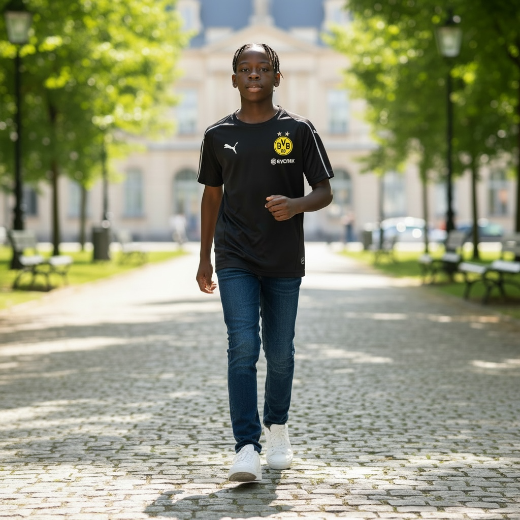 Playera Borussia Dortmund Bvb Evonik Training Negro 9-10y